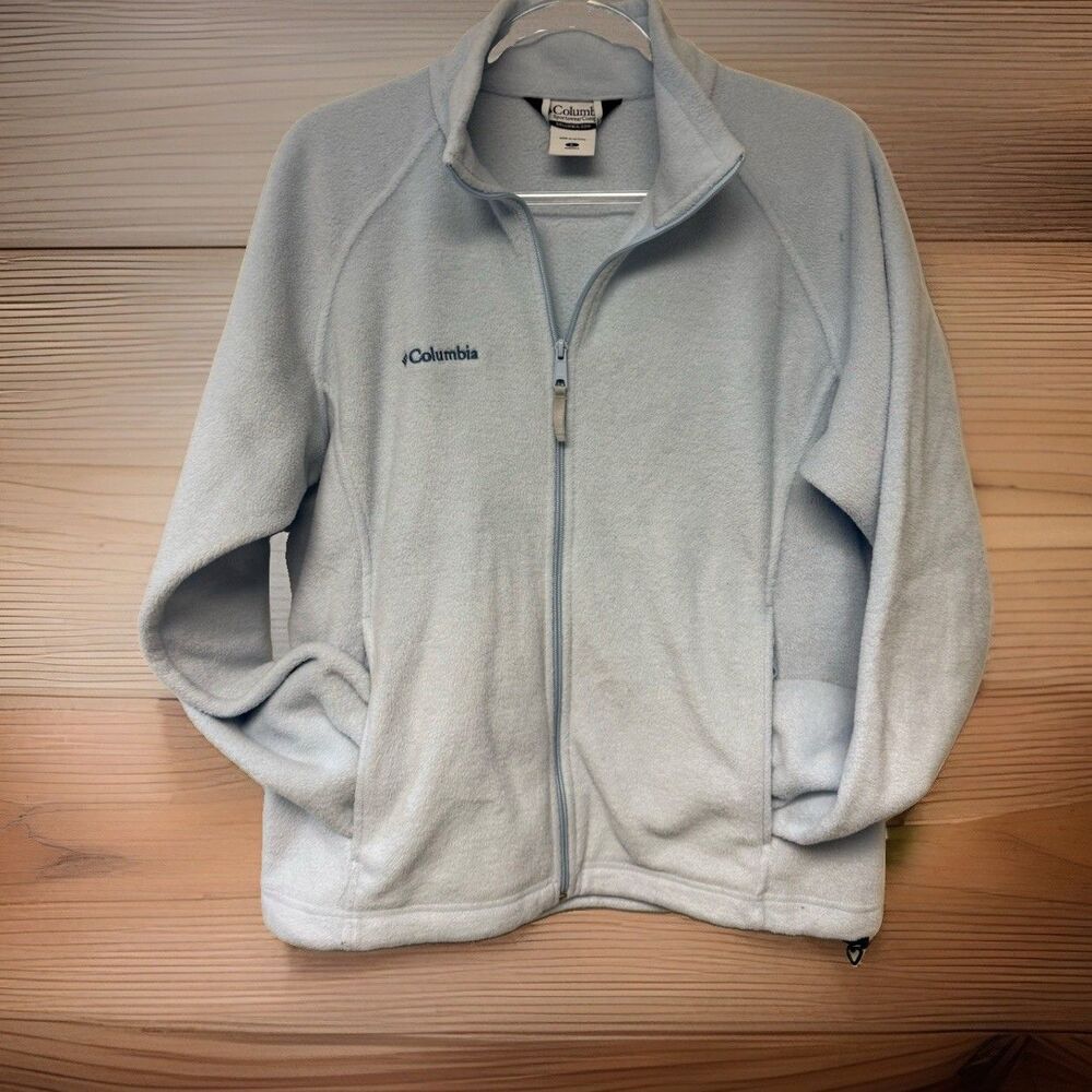 Columbia Full Zip-Up Fleece Sz L Granola Girl Athleisure Gorpcore Baby Blue